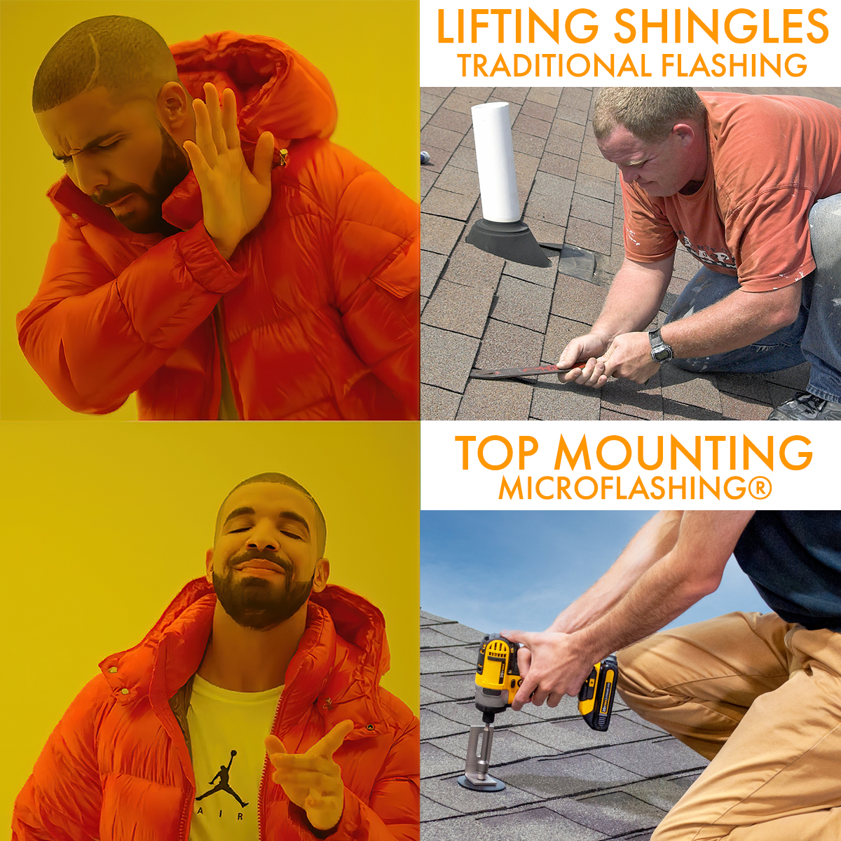 traditional flashing, microflashing drake meme